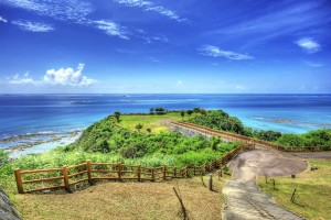 Chinen misaki in Okinawa with blue sky and blue ocean