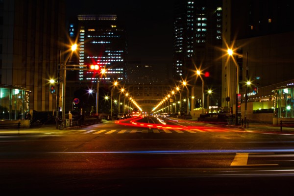 A night view of street of Shinjuku