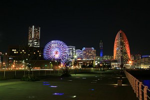 Night view from cup noodle museum in yokohama