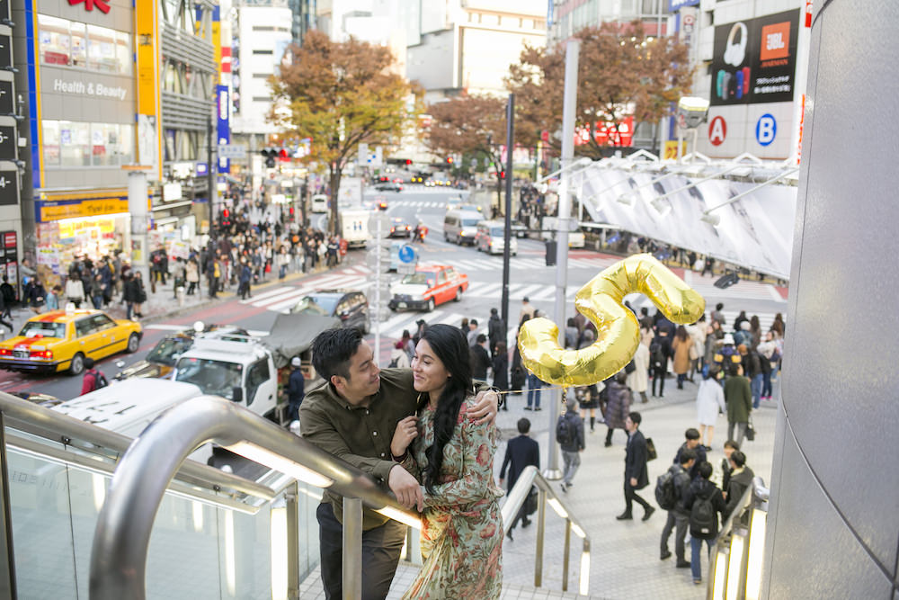Vacation photo for 5th wedding anniversary in Shibuya, Tokyo